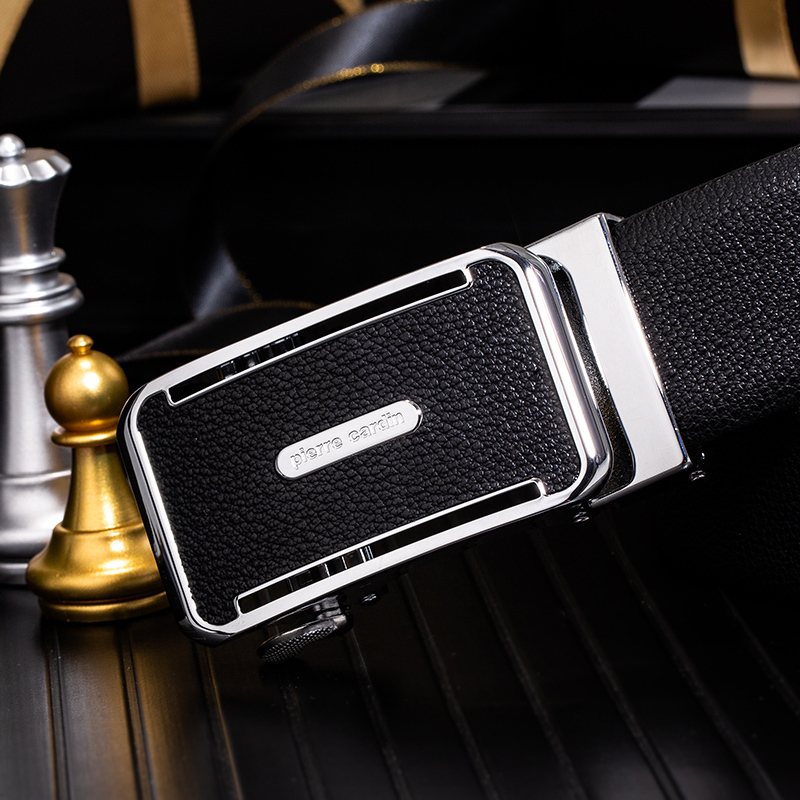 皮尔卡丹男士简约大气自动扣皮带105黑色