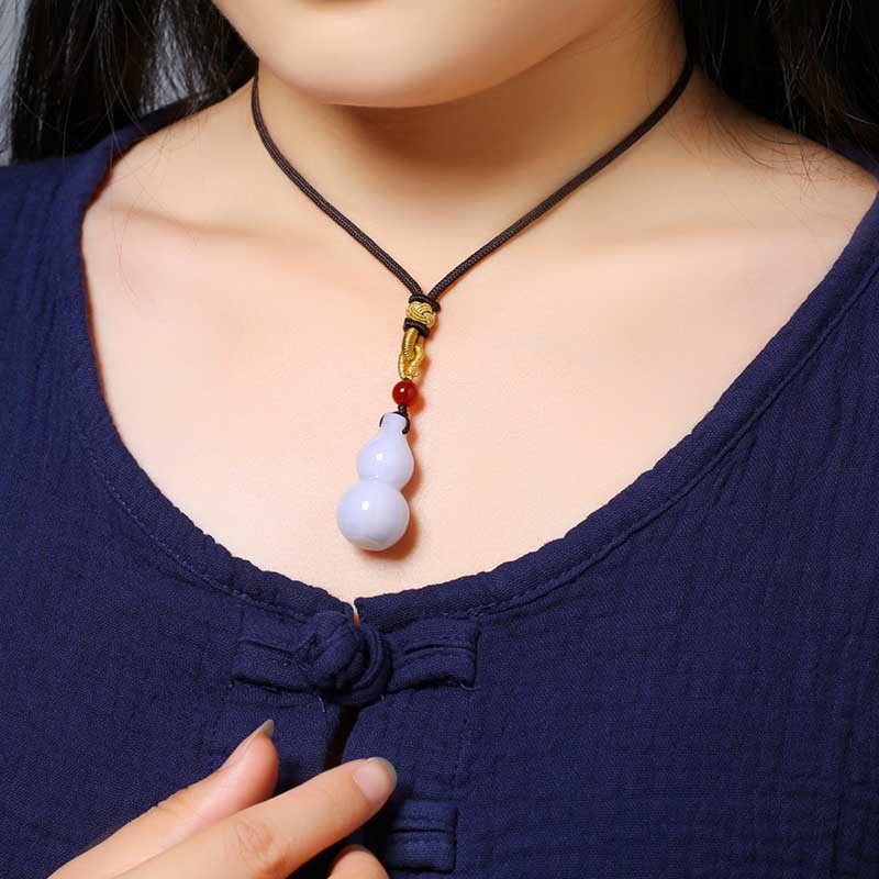 歆弘美玉紫罗兰翡翠葫芦毛衣链