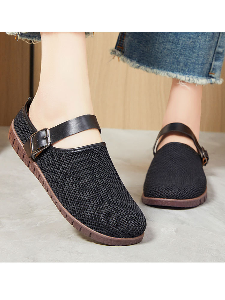 【爆款特价】时尚飞织镂空透气轻便一脚蹬勃肯半拖鞋·咖色