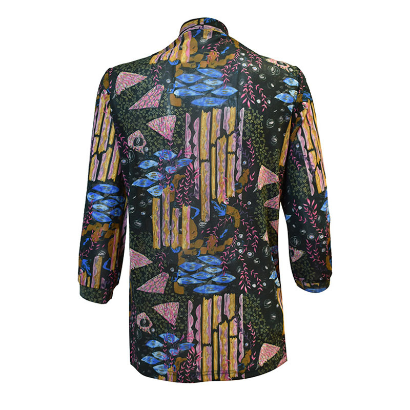 菁夫人领结装饰花色弹力上衣·绿色