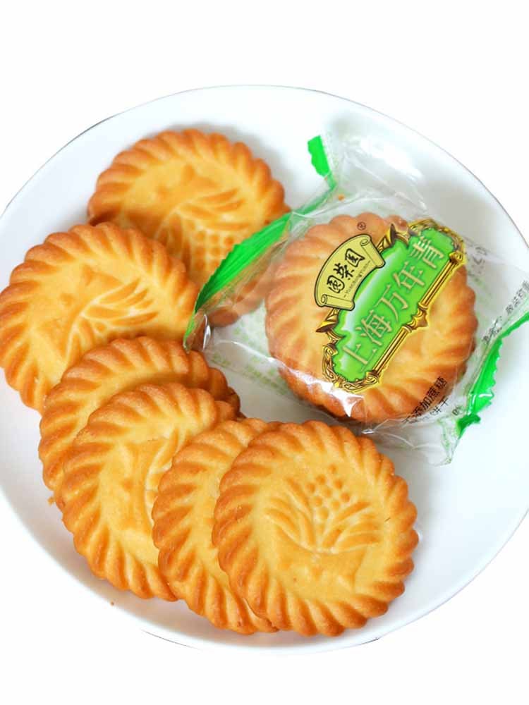 【无蔗糖】老上海万年青葱油咸味怀旧饼干500克*3包