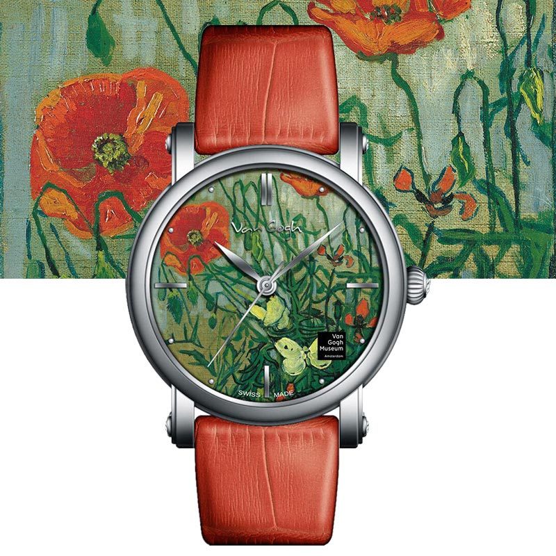 van gogh梵高油画腕表五色可选·红色罂粟与蝴蝶