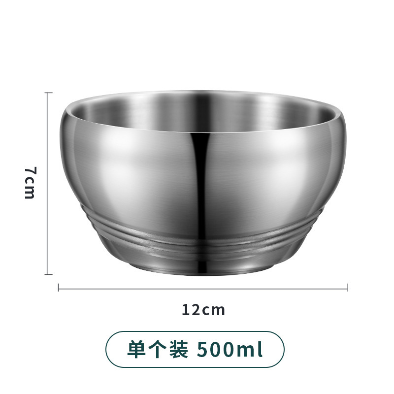 4个装双层加厚304不锈钢饭碗汤碗