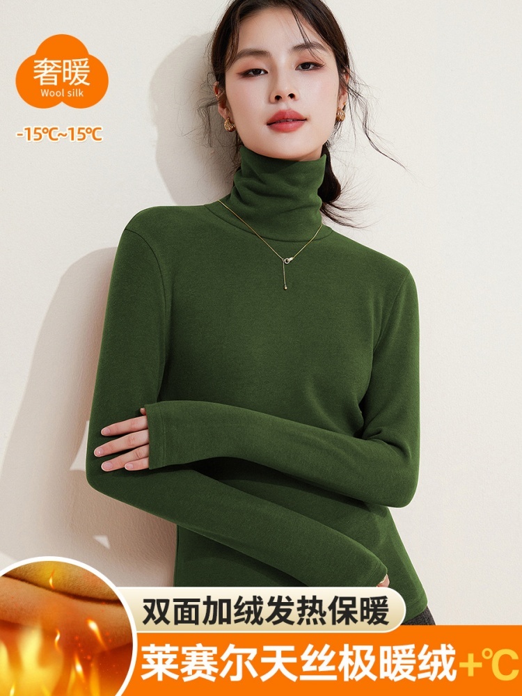 【莱赛尔天丝暖绒】修娴堆堆领T恤W14·咖啡色