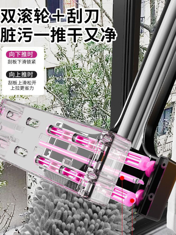 45CM大面板+4块加厚雪尼尔拖布+拖把夹免手洗懒人拖把雪尼尔平板拖把