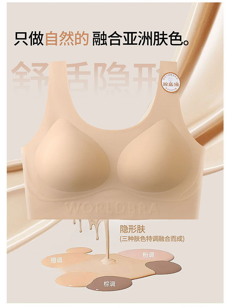 【2件超值组】无痕粉底液隐形果冻胶软支撑轻薄聚拢内衣·（宽肩带）粉底肤+黑色