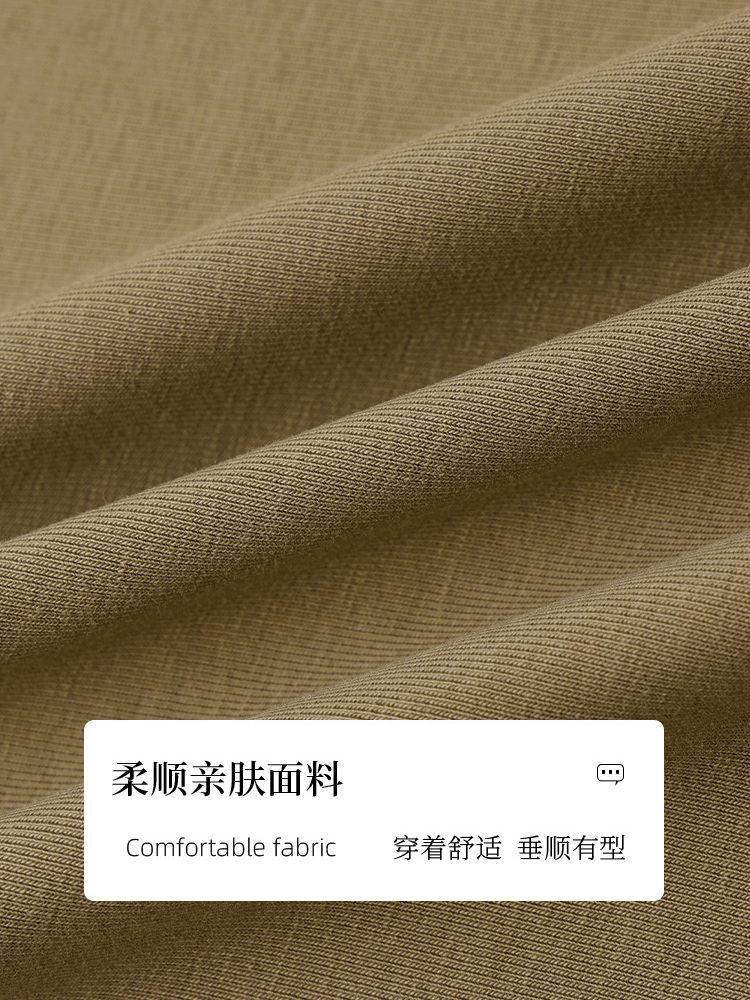 【92精梳棉】轩凌子收腰卷边袖口短袖T恤XS82520210·奶杏色