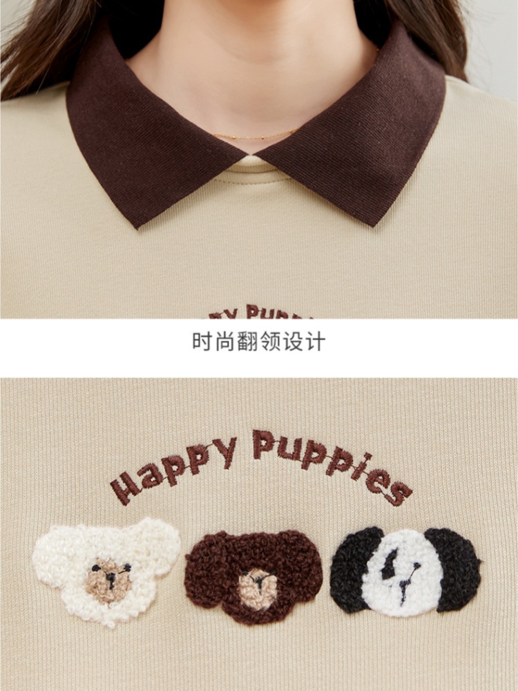 轩凌子俏皮绣花翻领卫衣S82410047·咖啡色