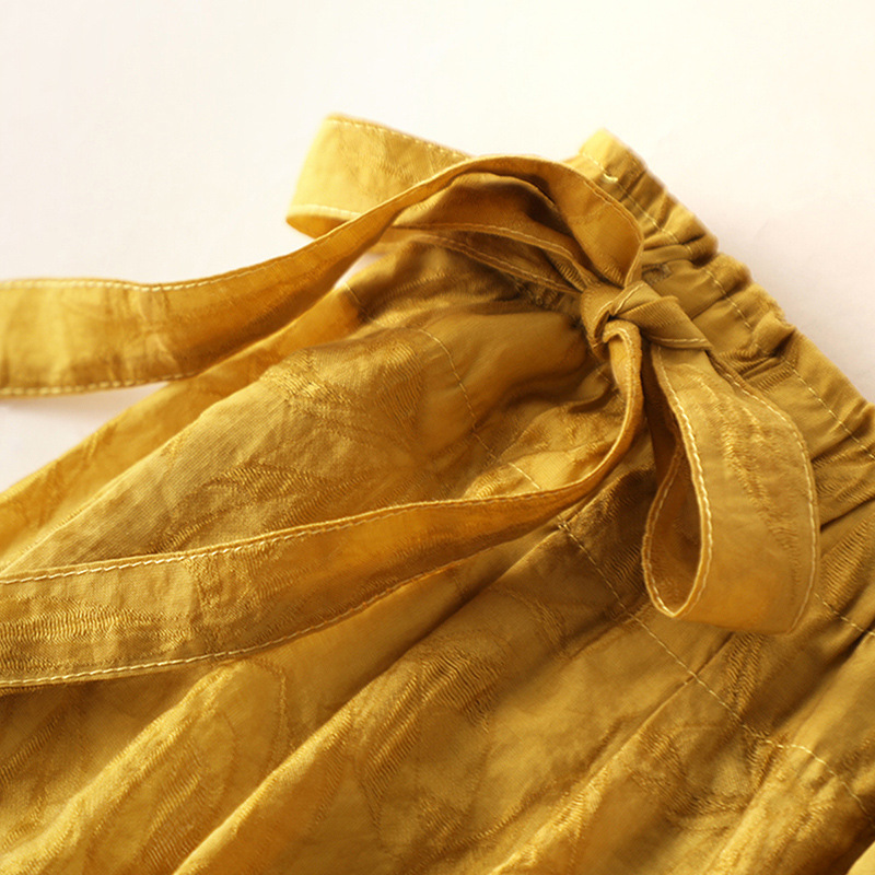 沃丽蔓 2020新款天丝苎麻七分裤·黄色