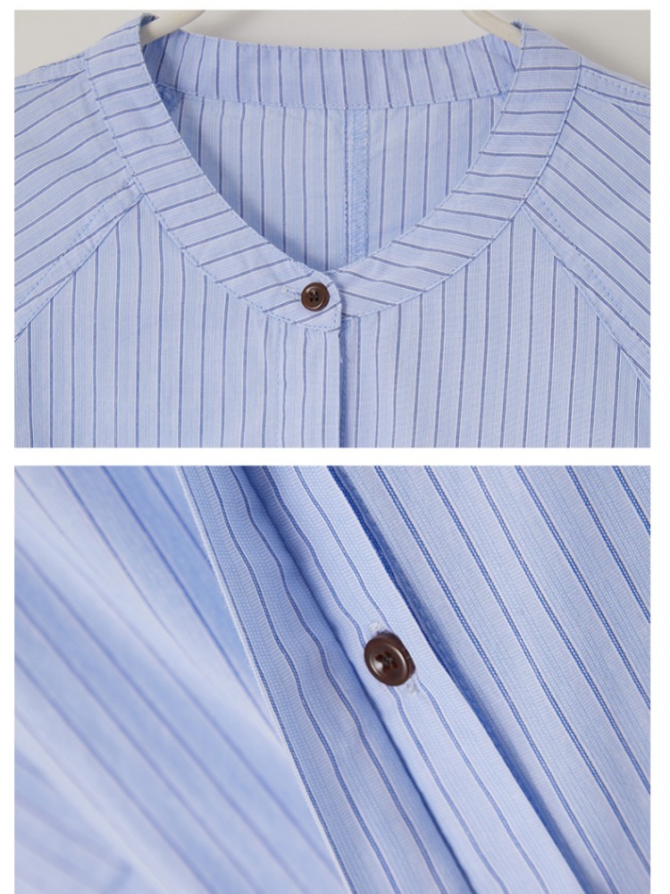 100棉可风各风圆领宽松格纹衬衫512061·白色