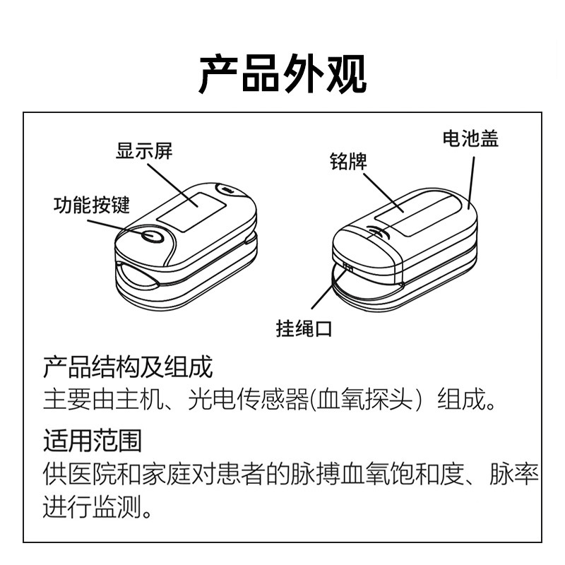 指夹式血氧仪心率检测仪血氧饱和度检测仪