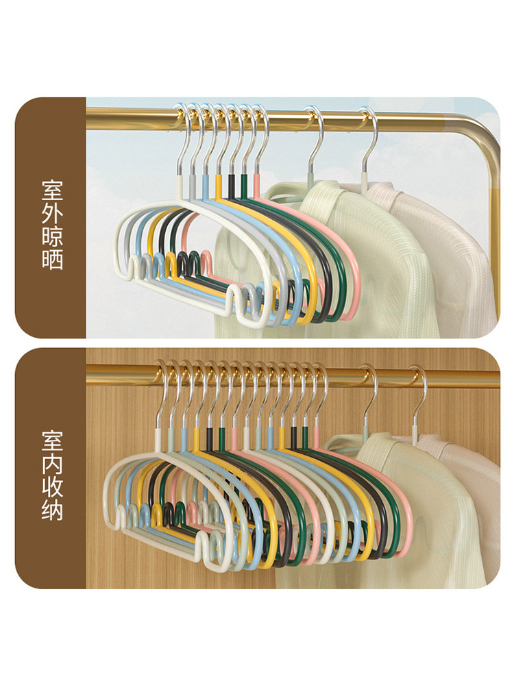 鑫乐睿多功能晾衣架防滑无痕纳米浸塑衣挂40个装·墨绿819