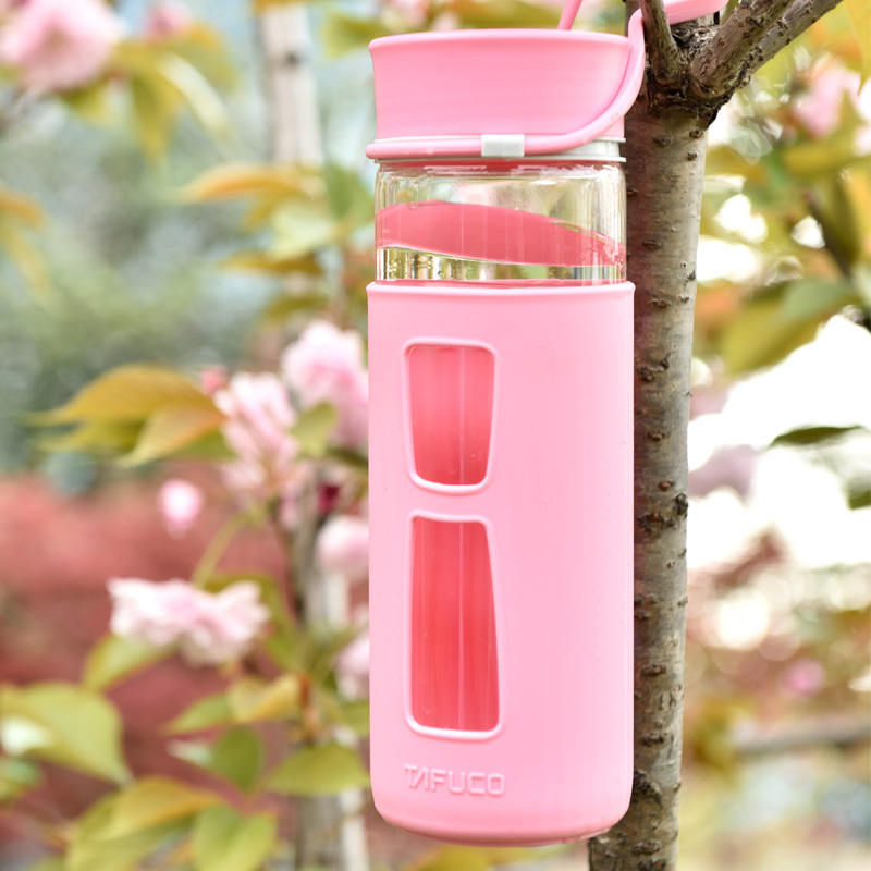 泰福高耐热茶隔玻璃杯·粉色/T2752