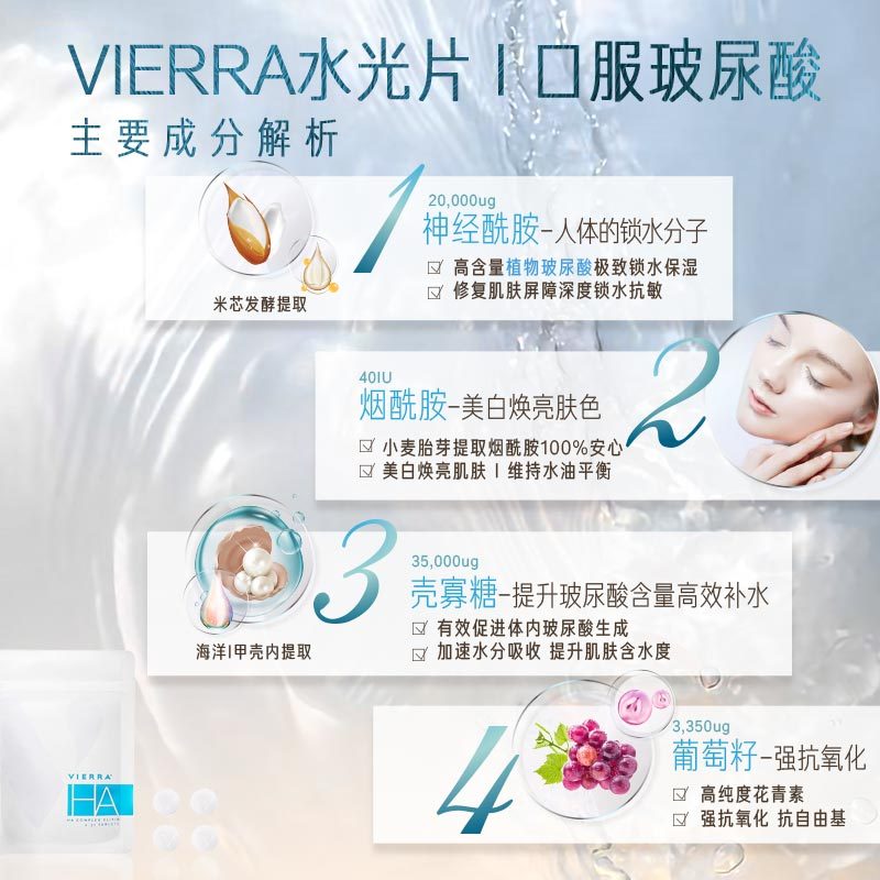 惟爱VIERRA水光含片   口服玻尿酸补水透亮