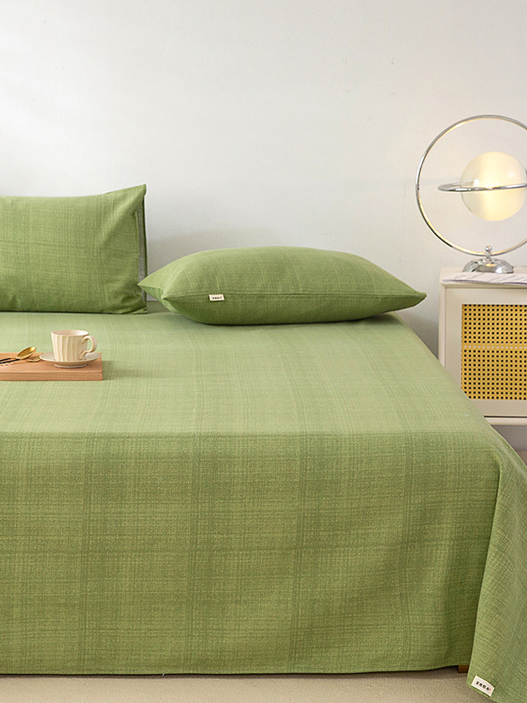 无印良品 新款原棉标凉席老粗布系列床单三件套  6色可选·嫩绿