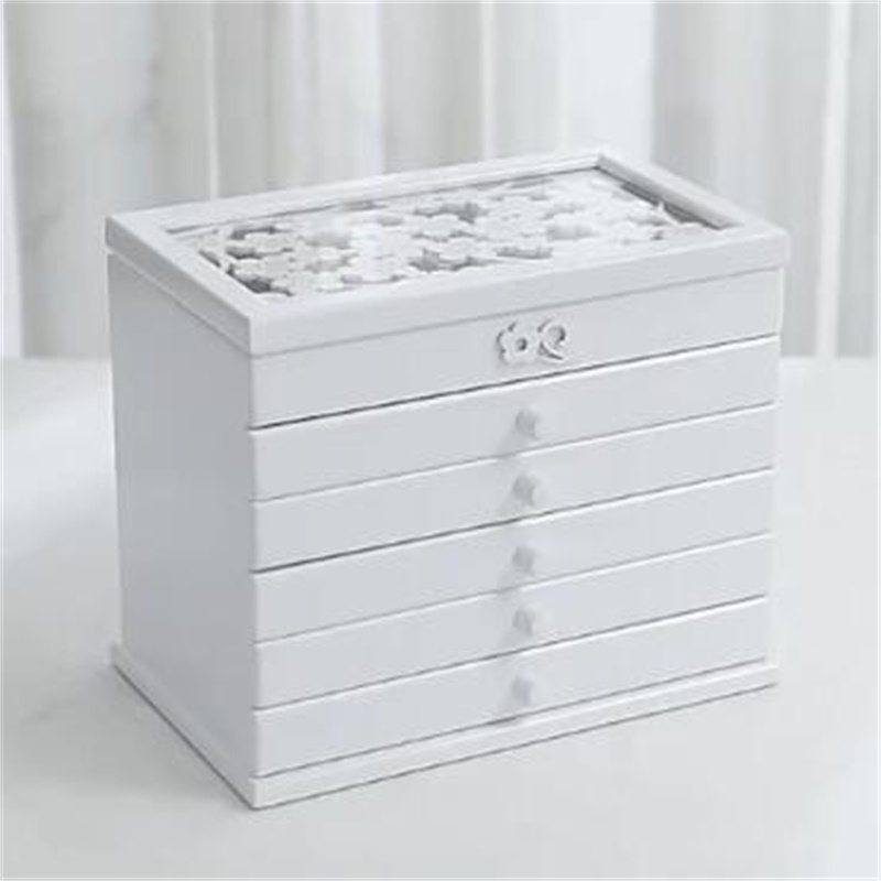 百年许氏 实木首饰珠宝盒-6层·白色  白色