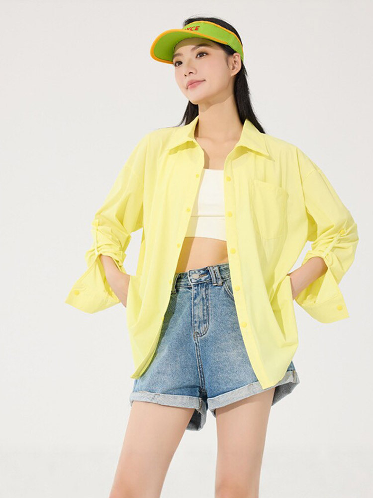 【质检UPF50+/专柜同款】设计师时尚冰感透气防晒衬衫·火龙果色