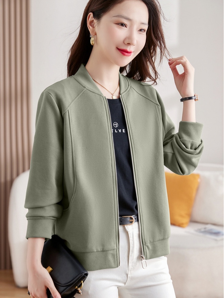 轩凌子棒球领休闲外套S82330038·茶青色