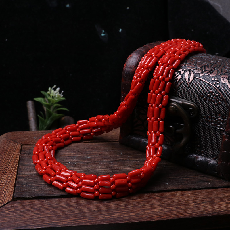 映时红珊瑚手工编富贵高雅 项链