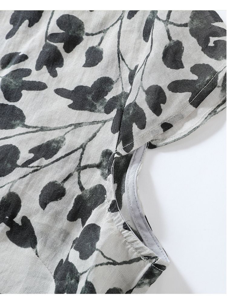 【100苎麻】可风各水墨晕染短袖衬衫63059·水墨灰