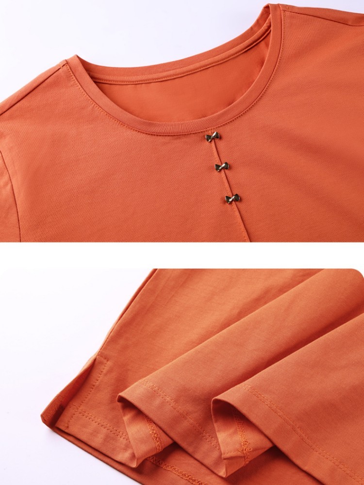 【93精梳棉】轩凌子柔美蝴蝶结中袖T恤S82610014·清水绿