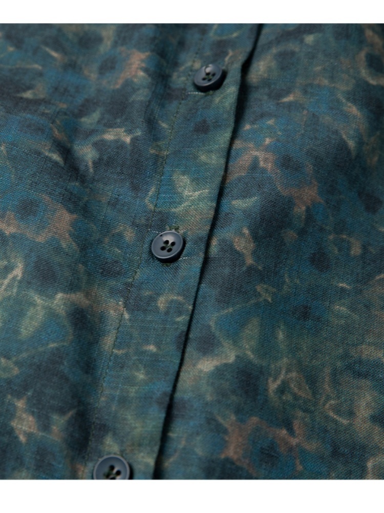 凯诗帕墨绿显瘦印花中袖衬衫6447·墨绿