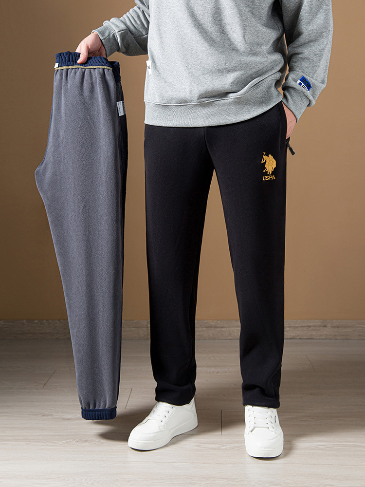USPA加厚秋冬【含羊毛】奥粒绒卫裤口袋拉链款K688·灰色(平口)