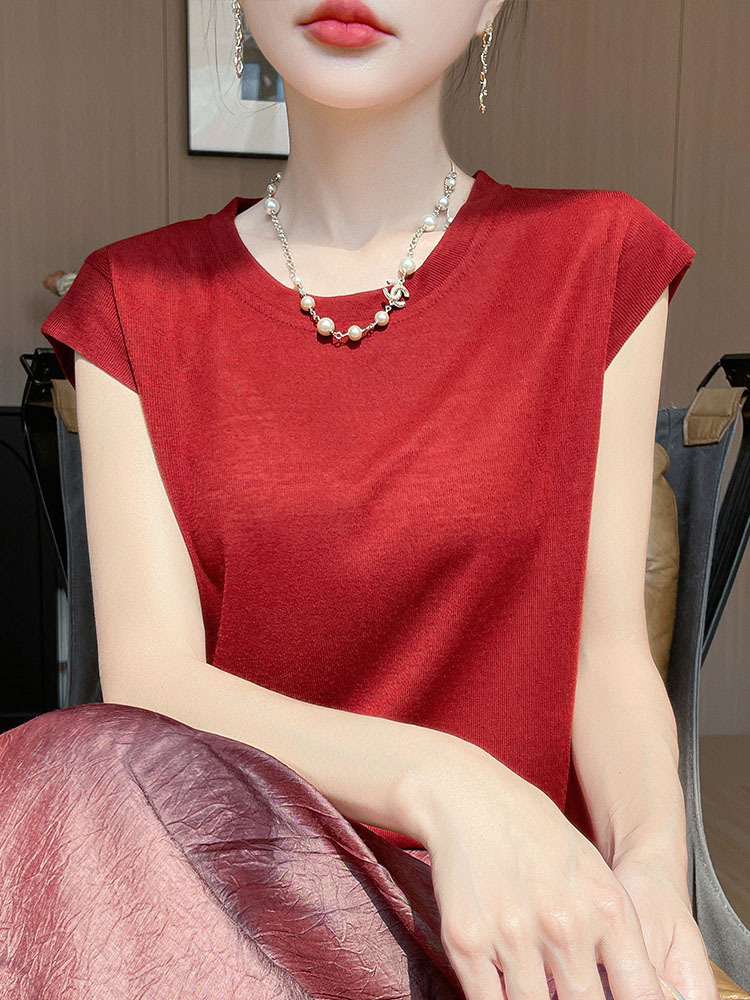 【爆款特价】凉爽透气莱赛尔天丝宽松飞袖百搭上衣·胭脂红