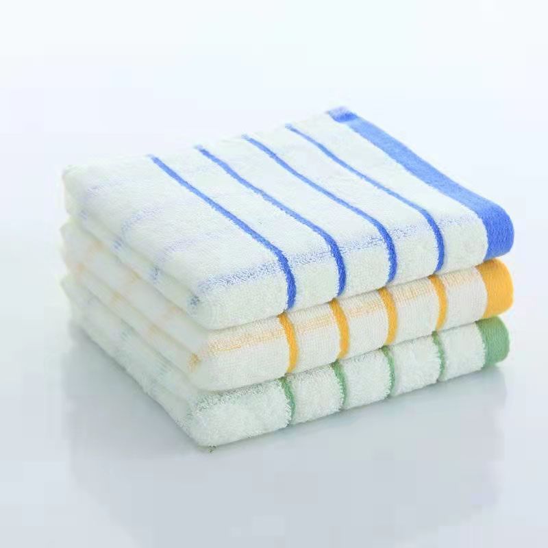 三利纯棉毛巾6条装洗脸毛巾·暗条面巾9560蓝桔绿各2条