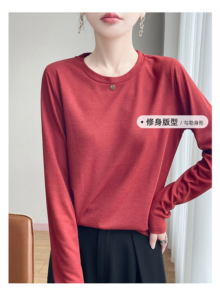 【新款特价】精纺莱赛尔纤维圆领宽松舒适显瘦长袖上衣·银雾灰