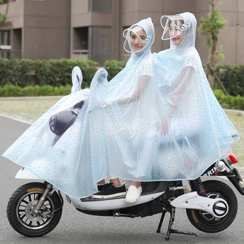 电车电瓶摩托车电动自行车母子透明雨衣成人男女雨披·宝石蓝