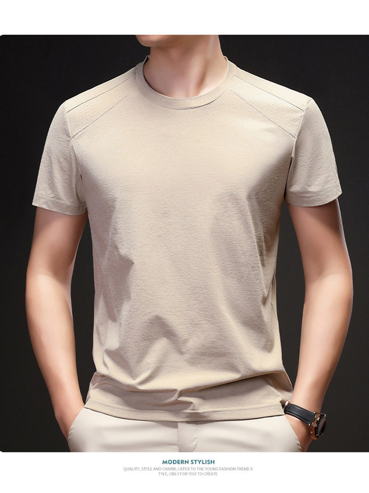 【新款特价 200斤内可穿】迪桑棉透气速干男士圆领短袖·卡其