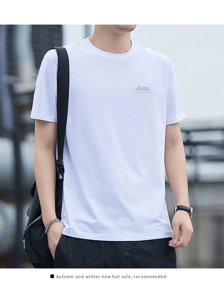 JEEP圆领短袖T恤男士休闲时尚7505·黑色