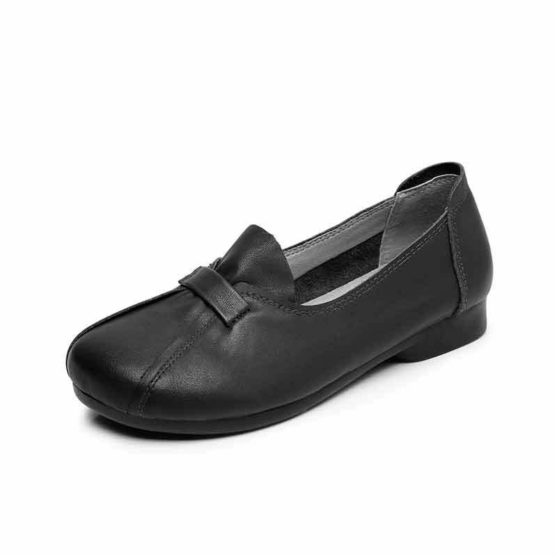 M.新款牛皮女士一脚蹬舒适休闲乐福鞋·8311-黑色