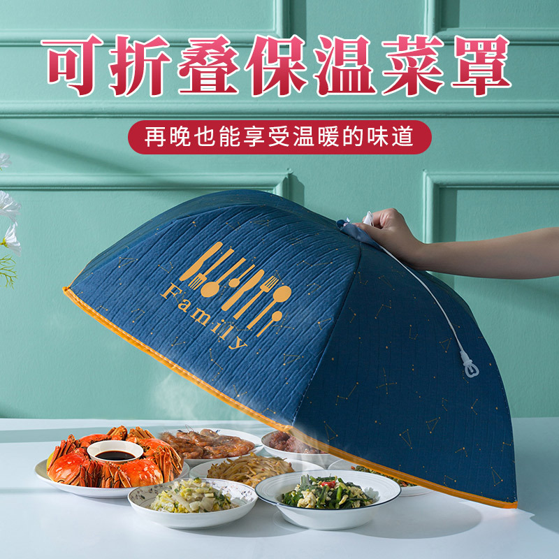 保温菜罩食物罩家用罩菜盖子可折叠  两个装·图片色