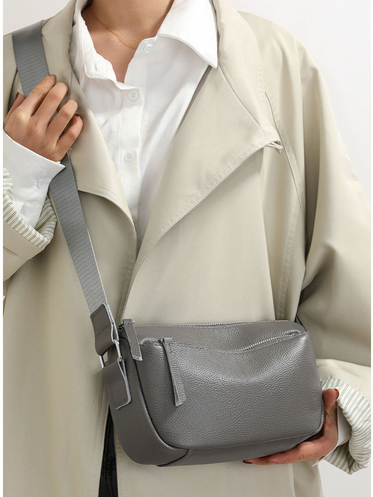 头层牛皮简约质感小包斜挎包10017#·卡其色