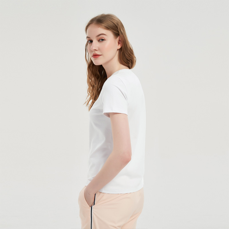 [质 数]女圆领净色短袖T恤·粉色