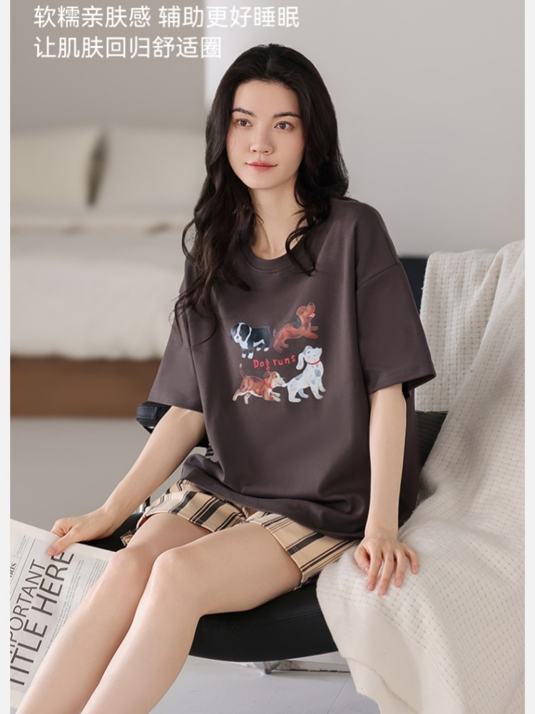 【纯棉带胸垫】安曼短袖短裤家居服套装37008·37008D