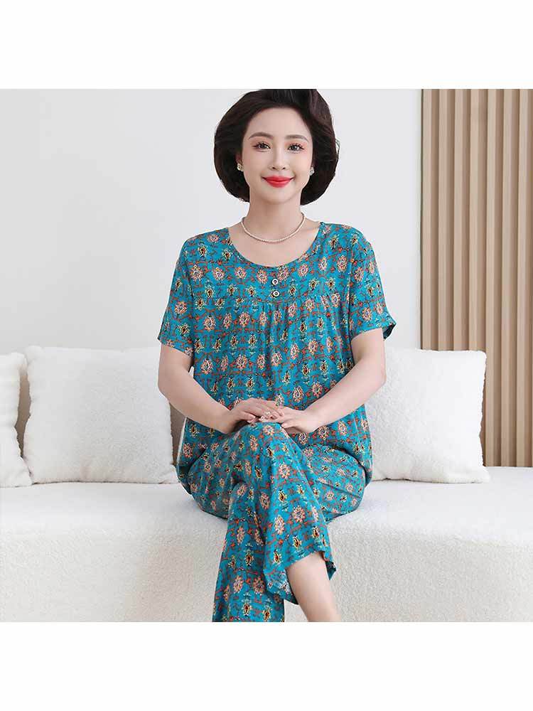 婵阅专柜棉绸短袖两件套·04号色