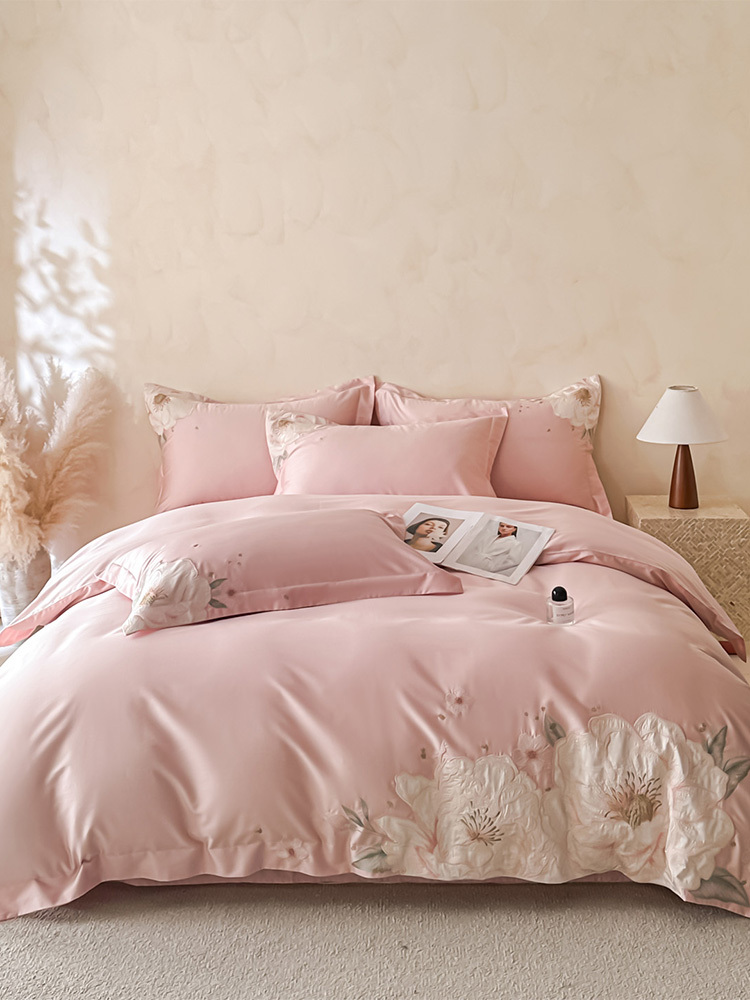 多宝雅2026新款高精密提花100支PRO长绒棉四件套-花漫系列·花漫-粉