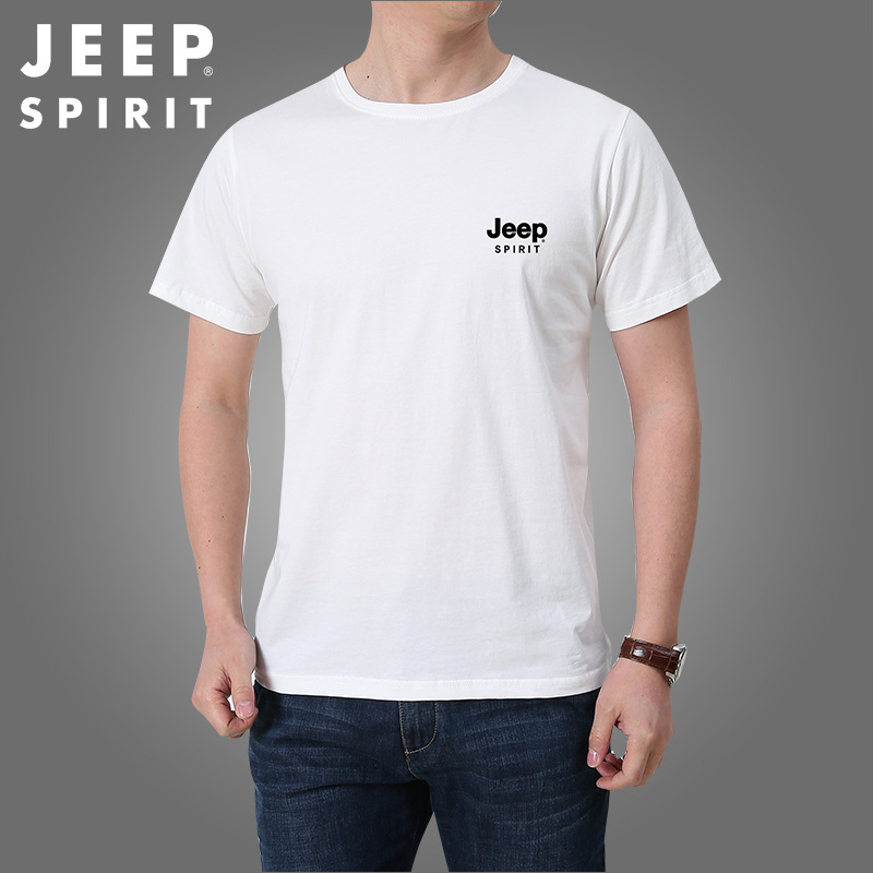 JEEP短袖t恤男士夏季新款潮牌半袖体恤打底衫279019·白色