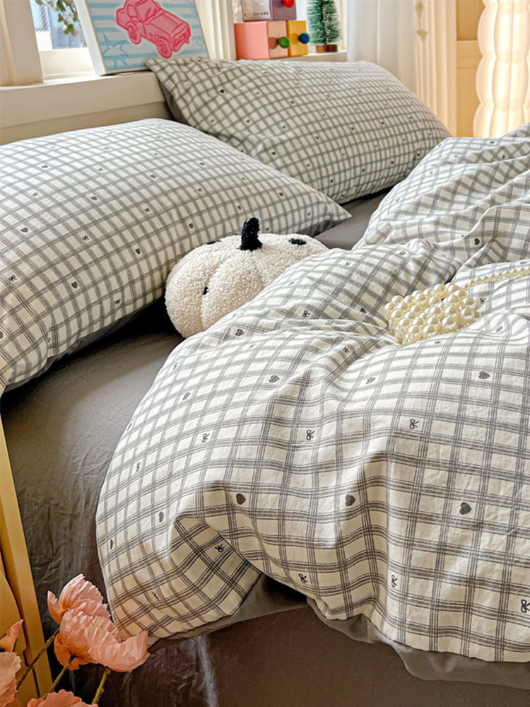 水漫庭 古法水洗棉云感纱四件套200*230cm·甜心乐园