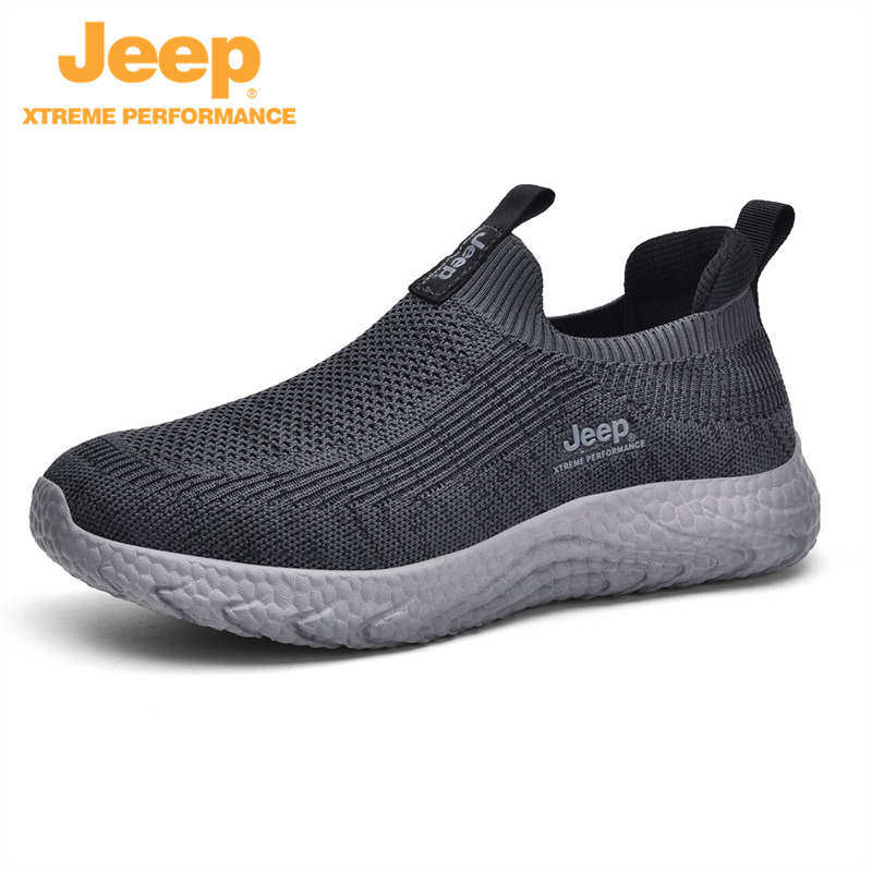 jeep一脚蹬男鞋夏季网面轻便软底休闲运动鞋脚中年P311292659·灰色
