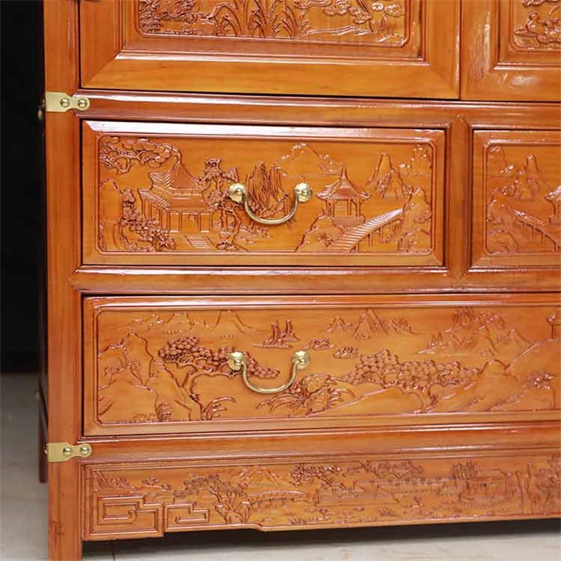 桂花堂浮雕高山奇树图立柜