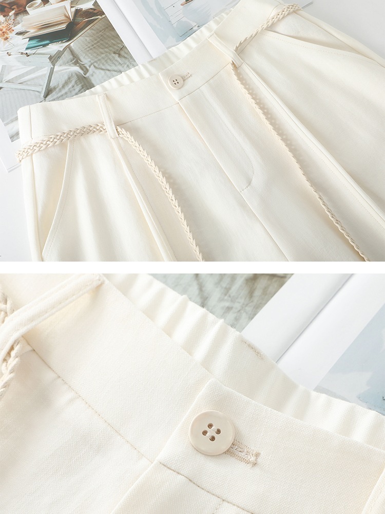 【大牌代工厂出品】和顺圣冰爽麻垂感阔腿裤26033·米白色