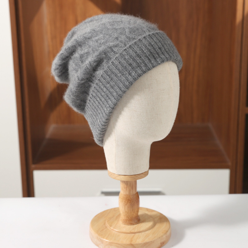 男女同款羊毛护耳防寒挡风保暖针织帽·灰色