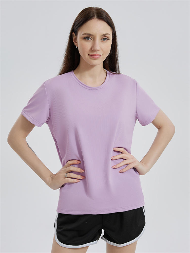 2件组 棉一彩女款速干半袖衫·紫色