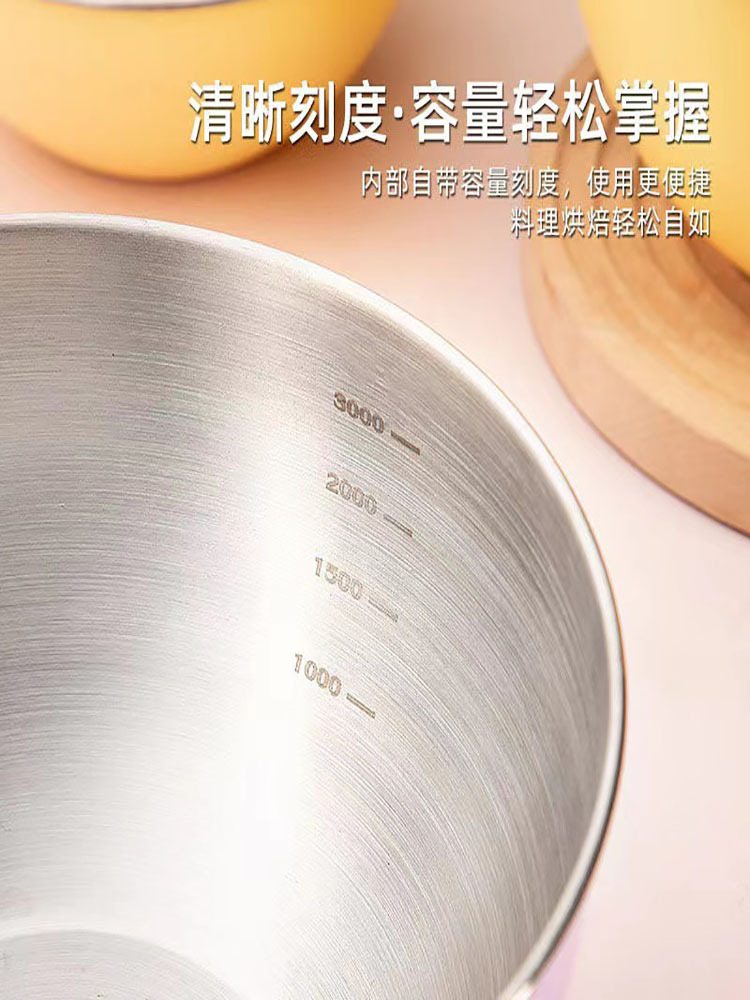 （两只装）加厚料理盆碗带刻度打蛋和面大容量碗 （白色19cm*2)