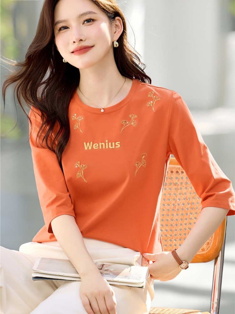 【93精梳棉】轩凌子刺绣中袖T恤S82620011·活力橙
