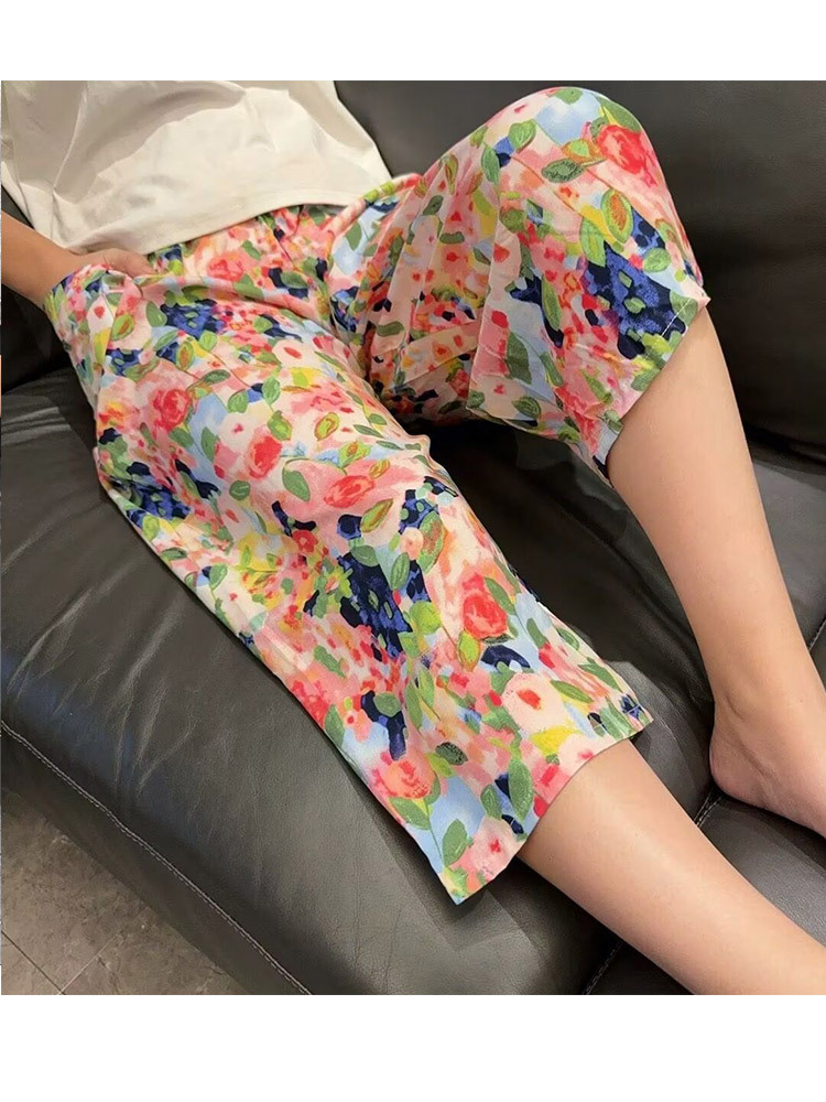 【清仓特价】棉绸透气防蚊空调房可外穿宽松七分家居裤·棉绸7分-怦然心动（有口袋）